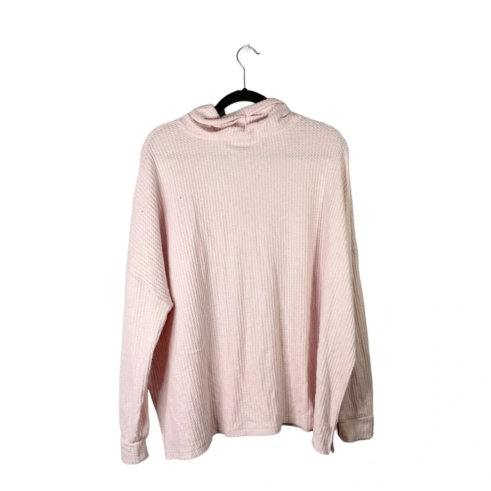 Honeydew Light Pale Pink Stretch Waffle Knit Mock Neck Long Sleeve Top Small - Picture 2 of 7